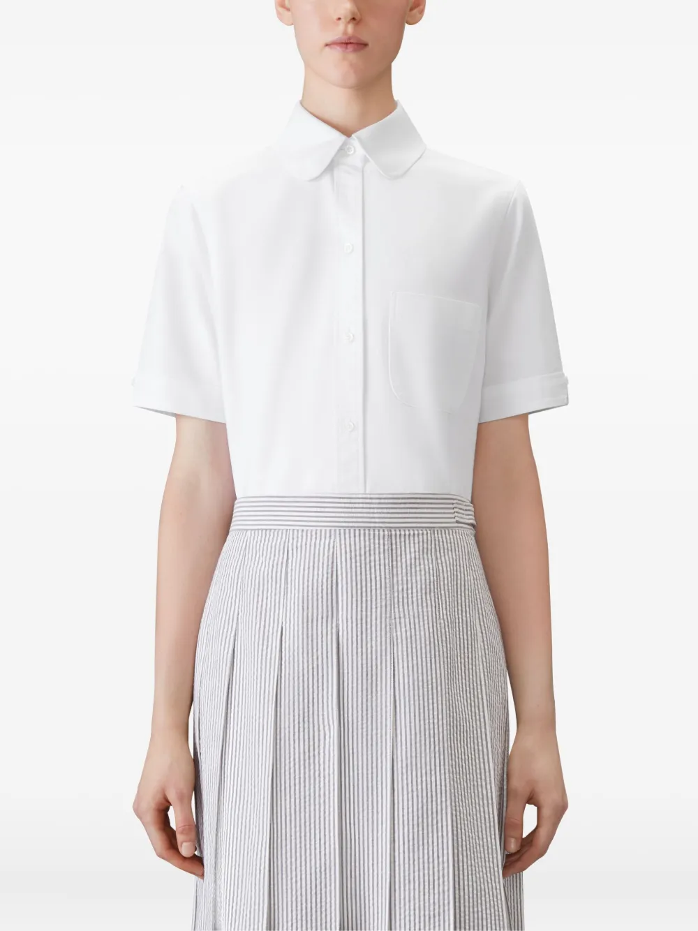 Thom Browne shirt-sleeve round-collar shirt Wit