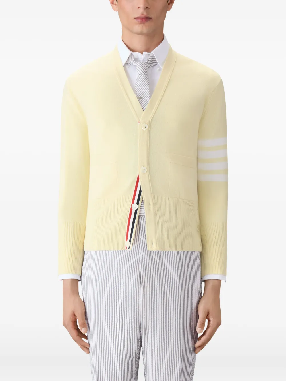 Thom Browne 4-Bar stripe cardigan Geel