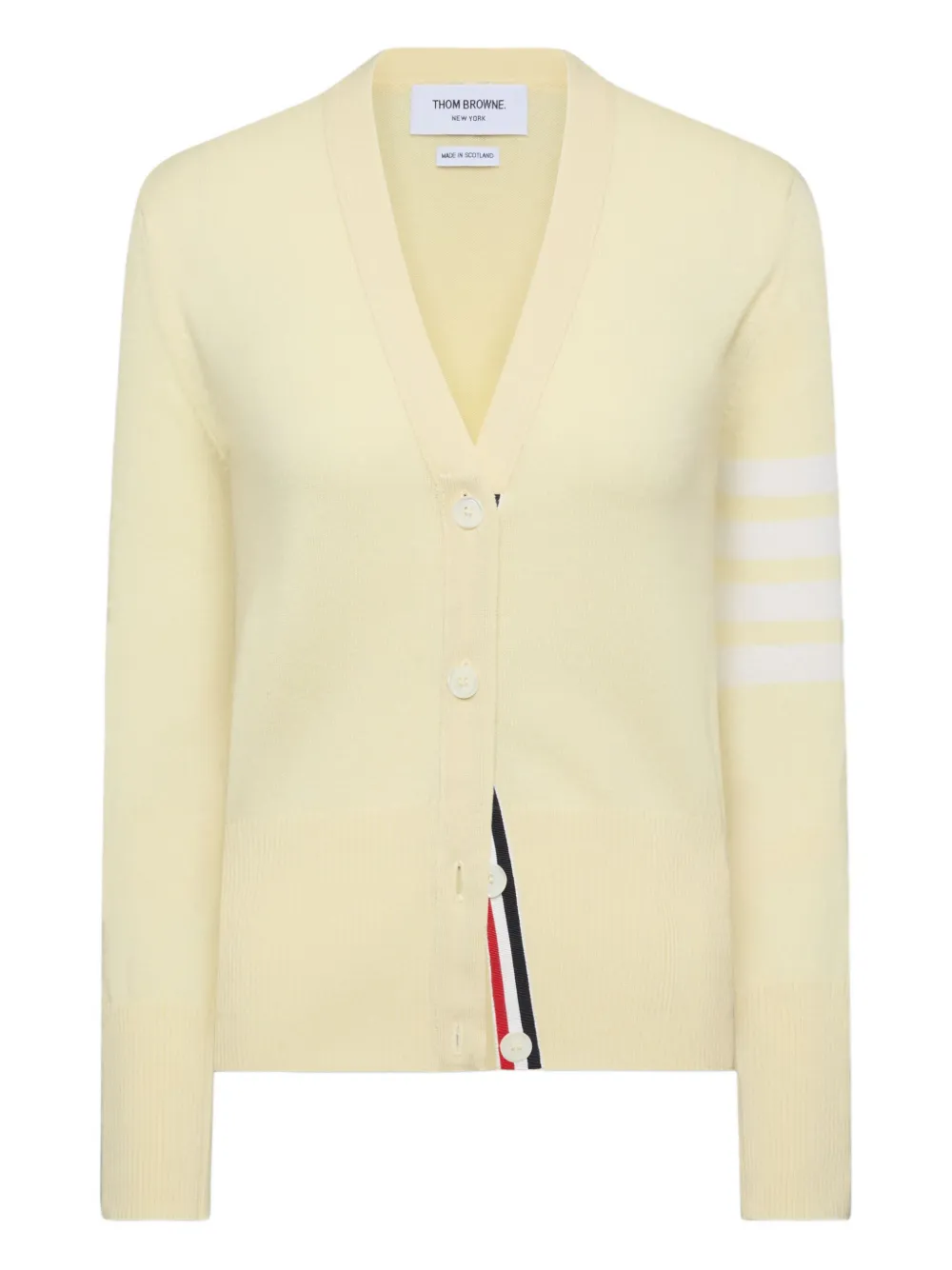 Thom Browne four-bar V-neck cardigan Geel