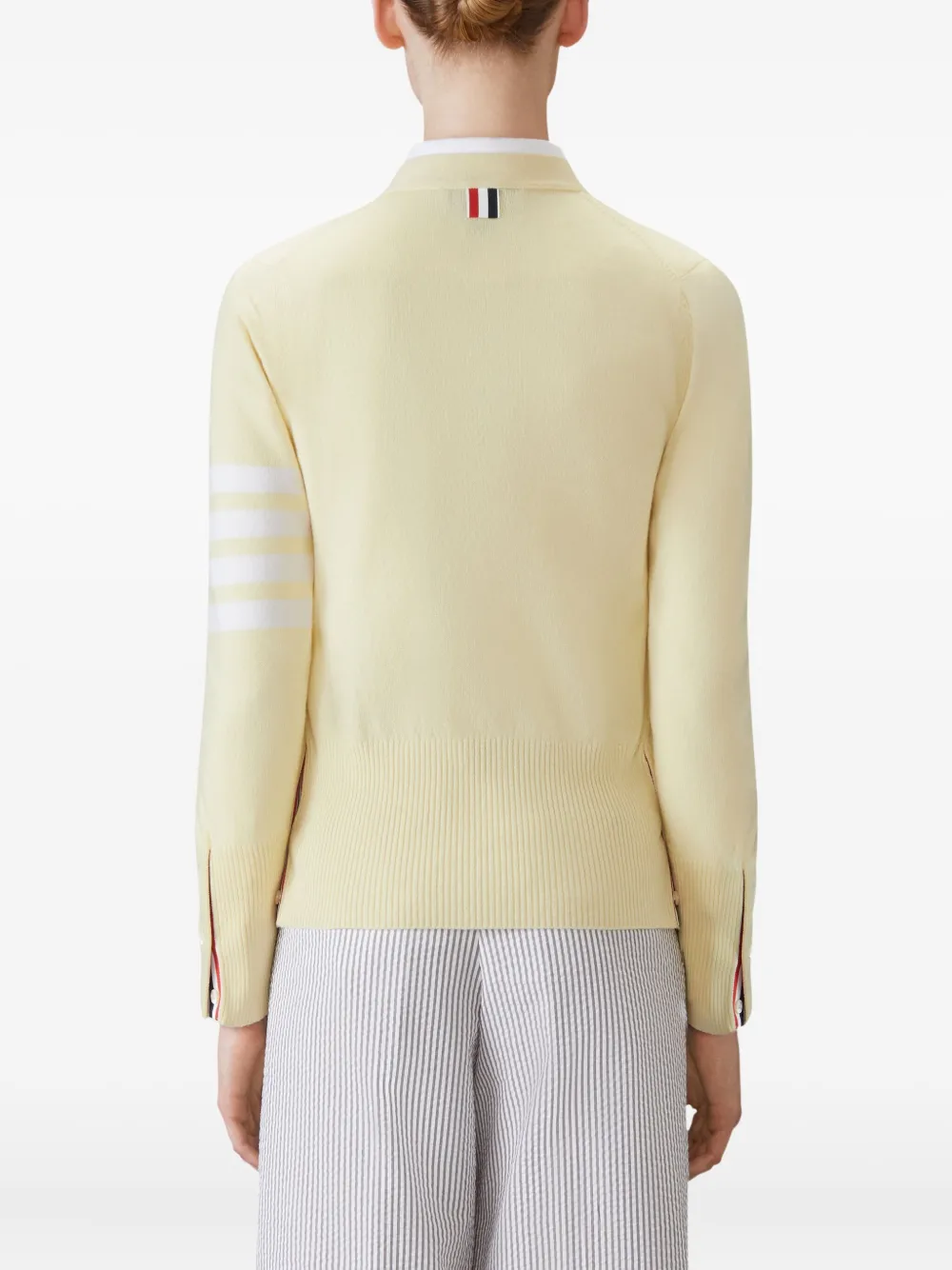 Thom Browne four-bar V-neck cardigan Geel