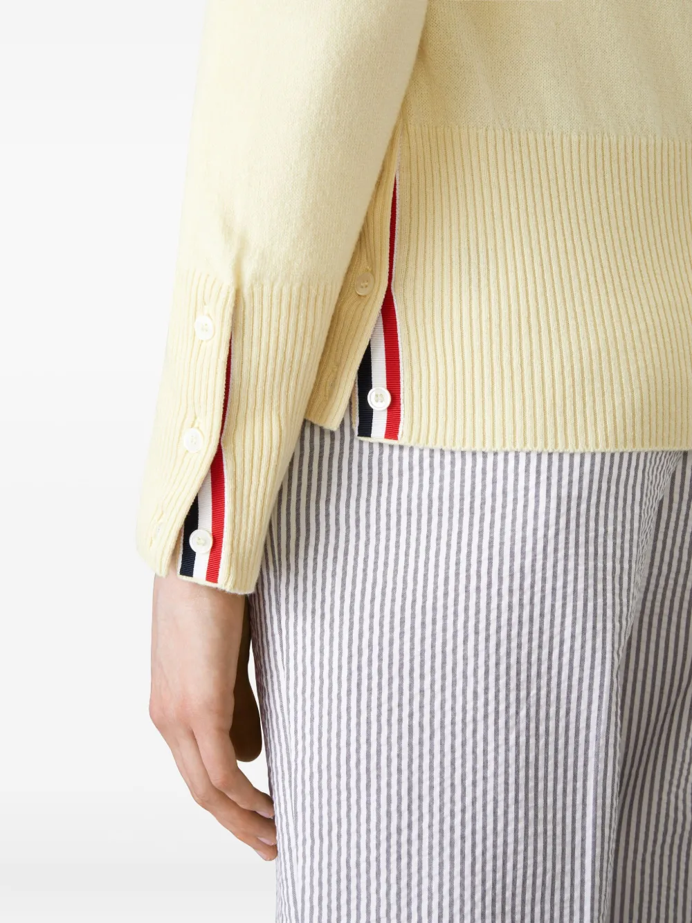 Thom Browne four-bar V-neck cardigan Geel