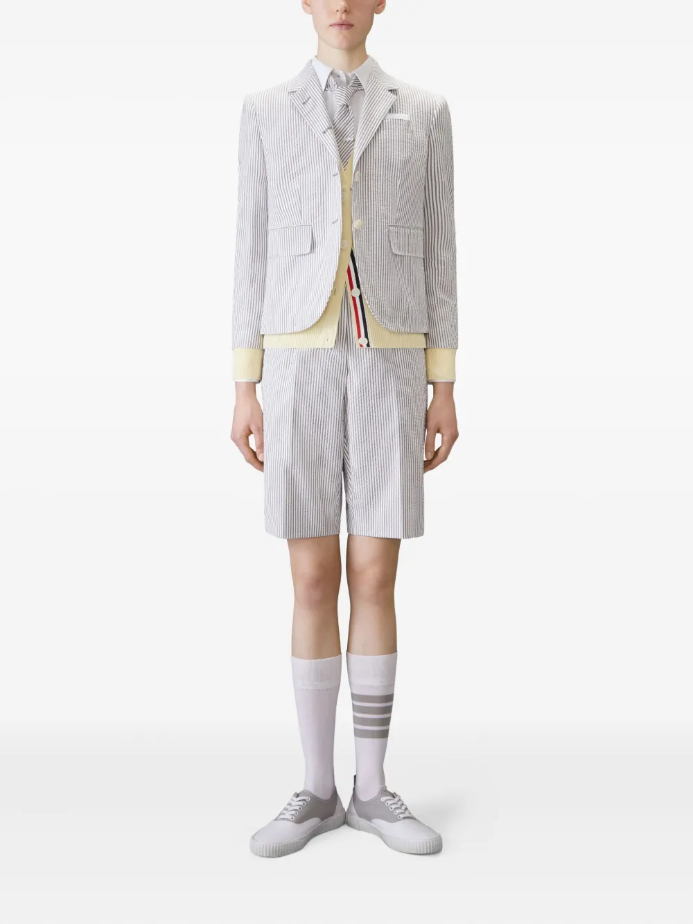 Thom Browne four-bar V-neck cardigan Geel