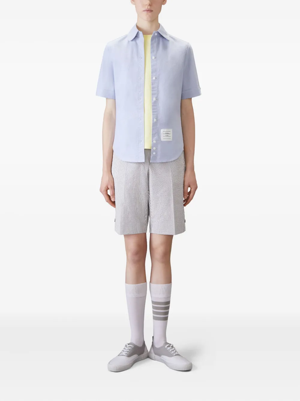 Thom Browne 4-Bar stripe-detail T-shirt Geel