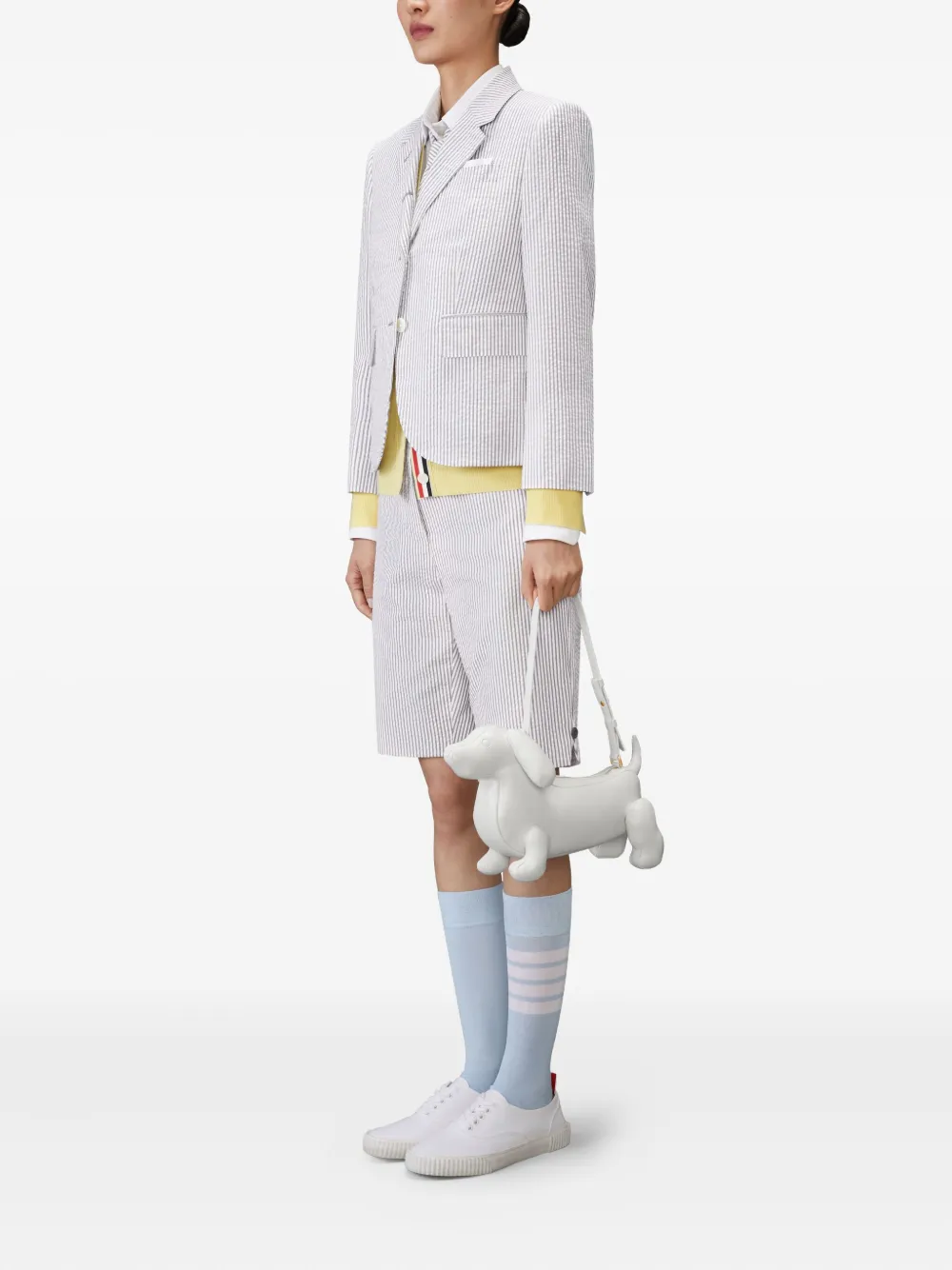 Thom Browne Hector leather shoulder bag - Wit