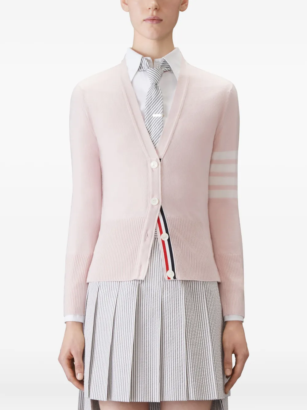 Thom Browne four-bar cashmere cardigan Roze