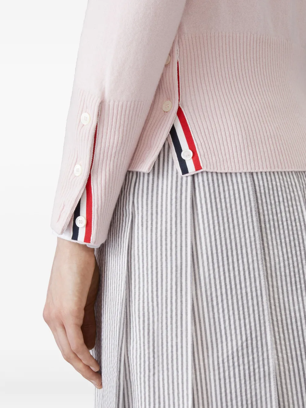 Thom Browne four-bar cashmere cardigan Roze