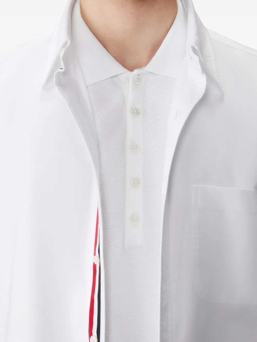 Thom Browne button-placket polo shirt Wit