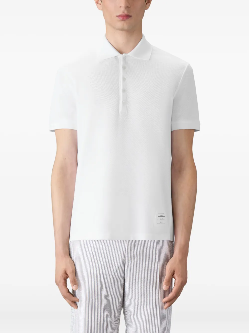 Thom Browne button-placket polo shirt Wit