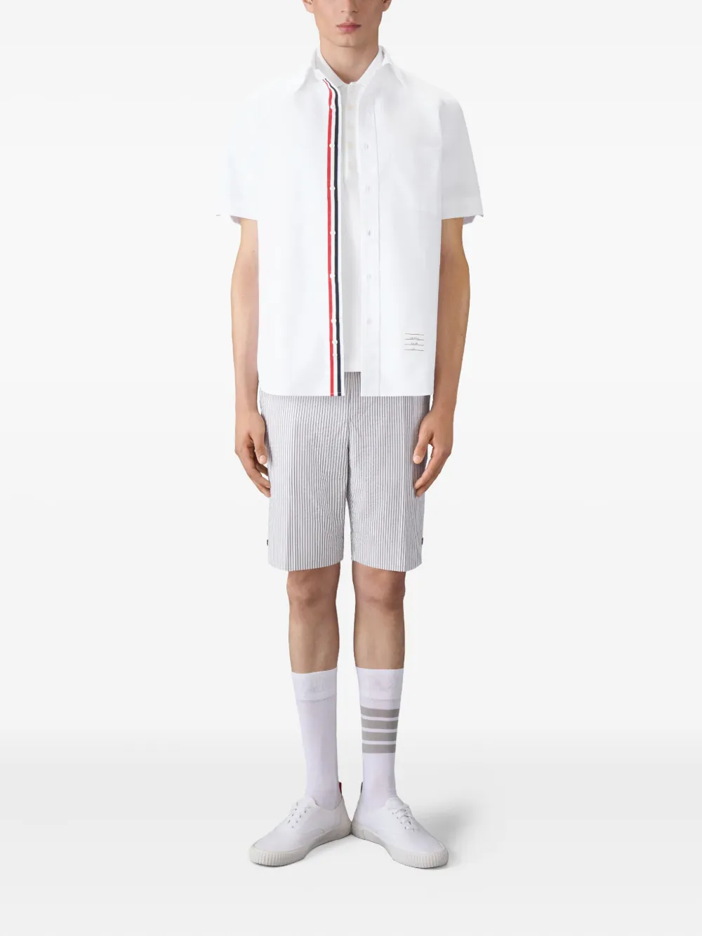 Thom Browne button-placket polo shirt Wit