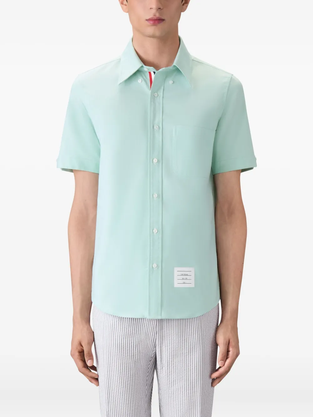 Thom Browne patch-pocket short-sleeve shirt Groen