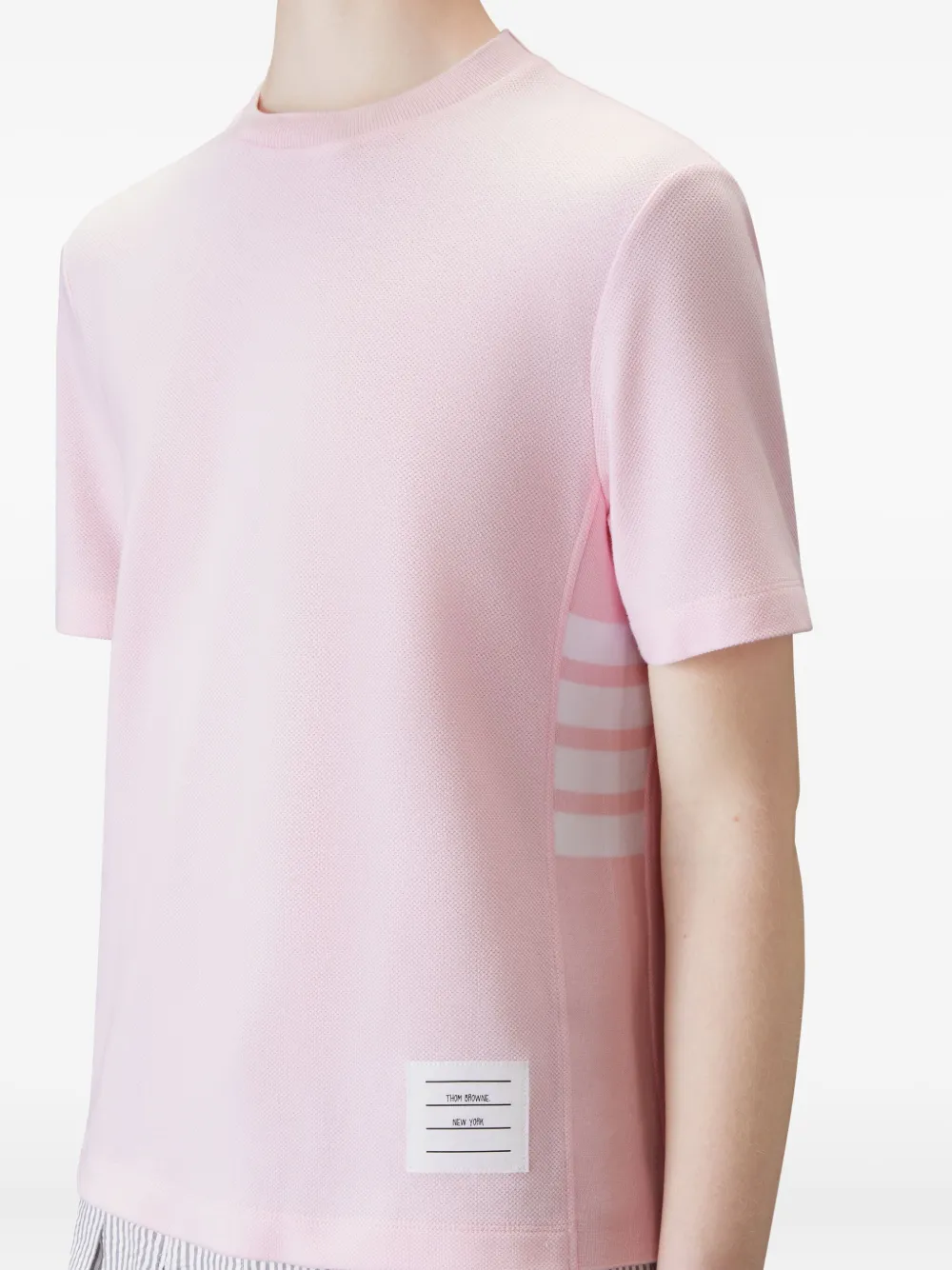 Thom Browne four-bar short-sleeve T-shirt Roze