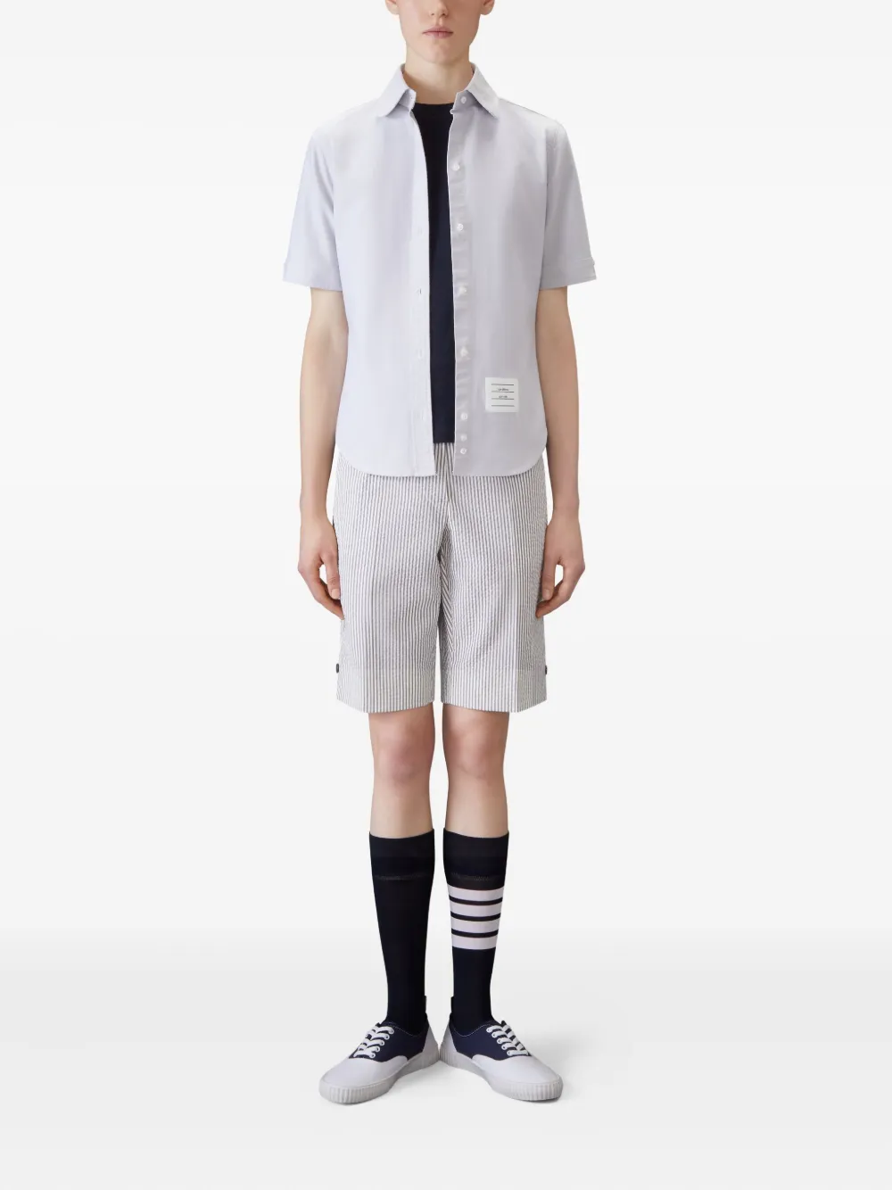 Thom Browne crew-neck stripe-detail T-shirt Blauw