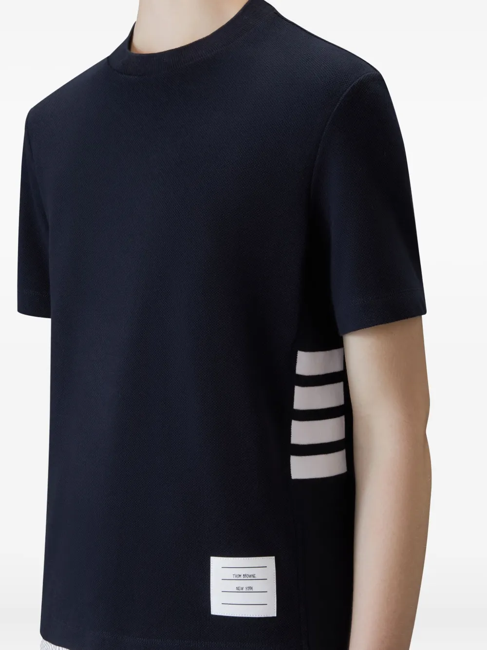Thom Browne crew-neck stripe-detail T-shirt Blauw