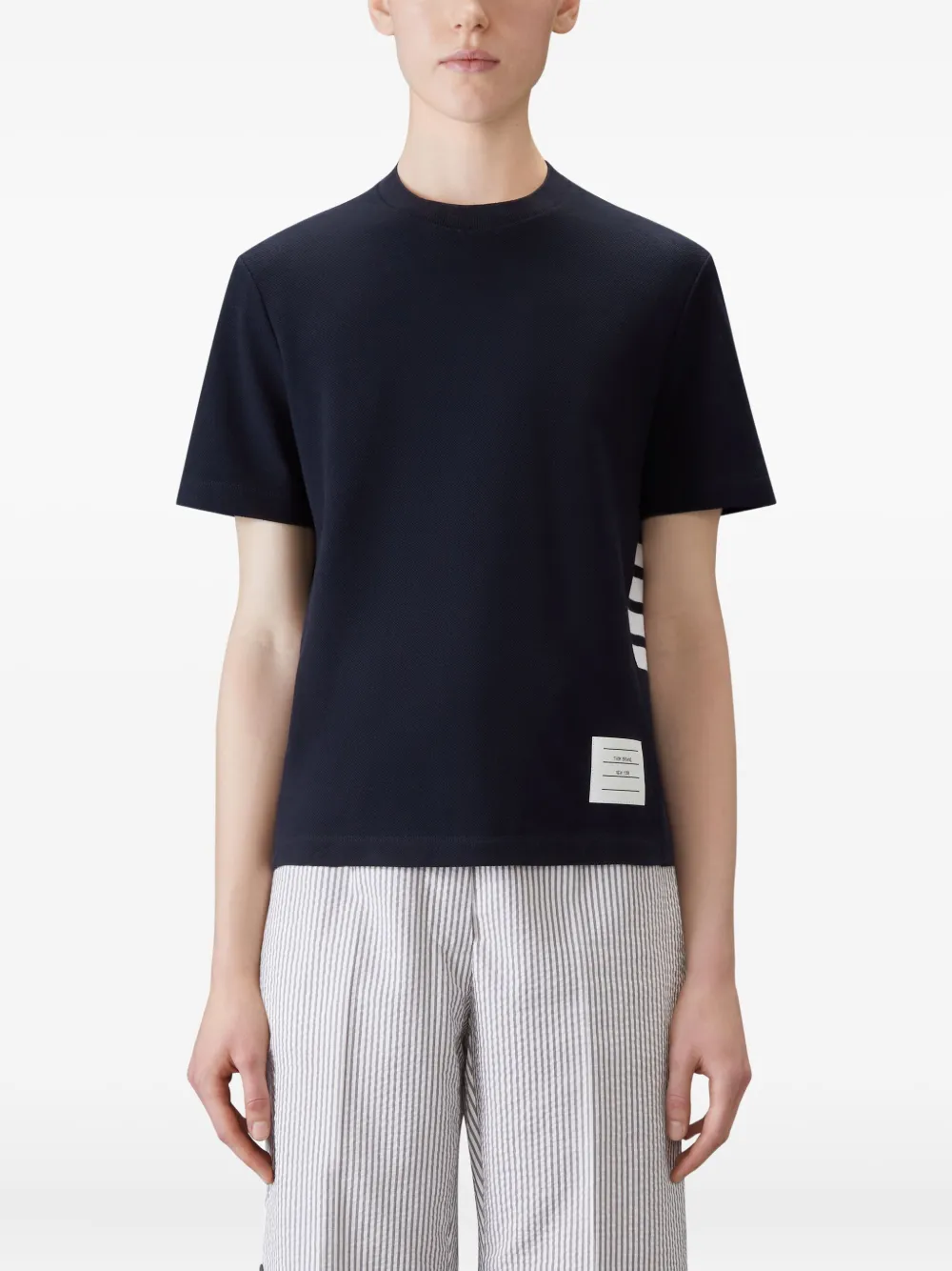 Thom Browne crew-neck stripe-detail T-shirt Blauw