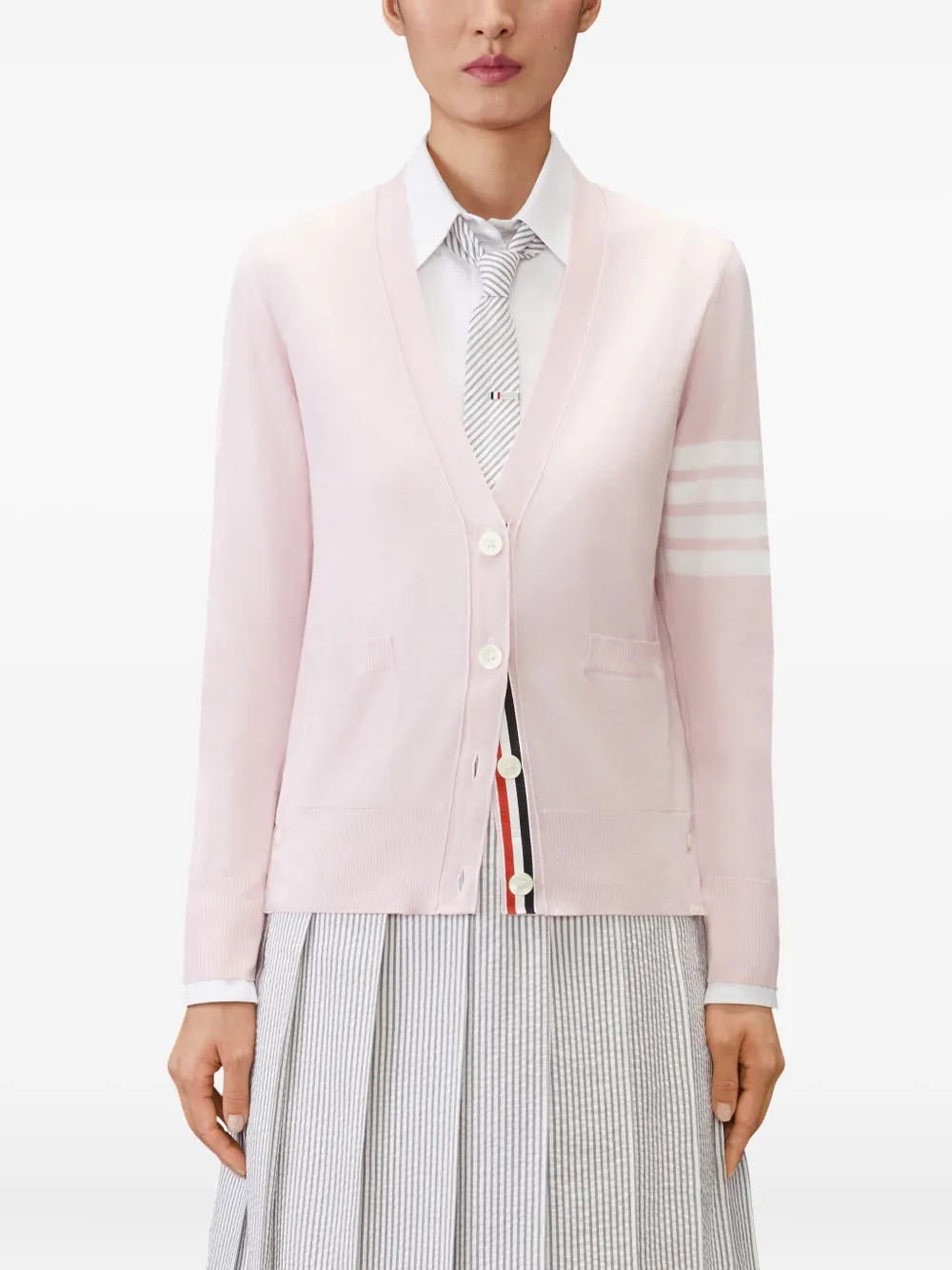 Thom Browne Vest met V-hals en mouwen Roze