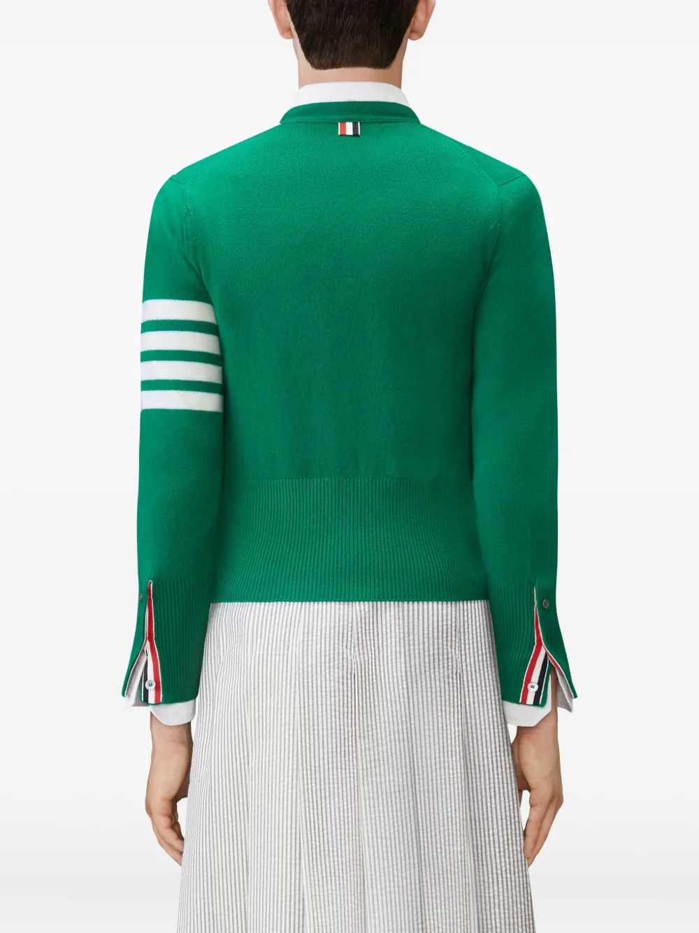 Thom Browne Vest met V-hals en vier strepen Groen