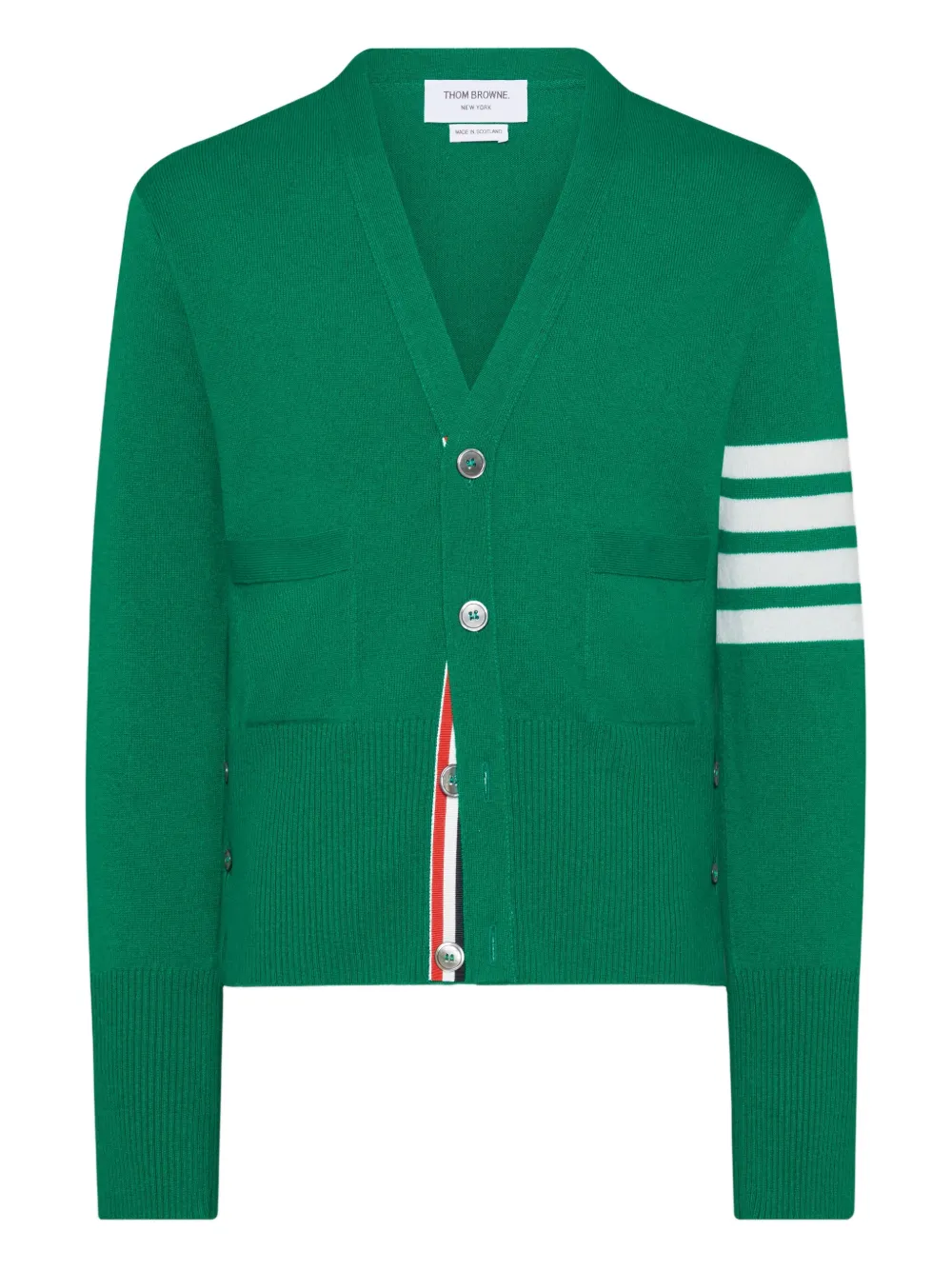 Thom Browne four-bar V-neck cardigan - グリーン Thom Browne four-bar V-neck cardigan - グリーン