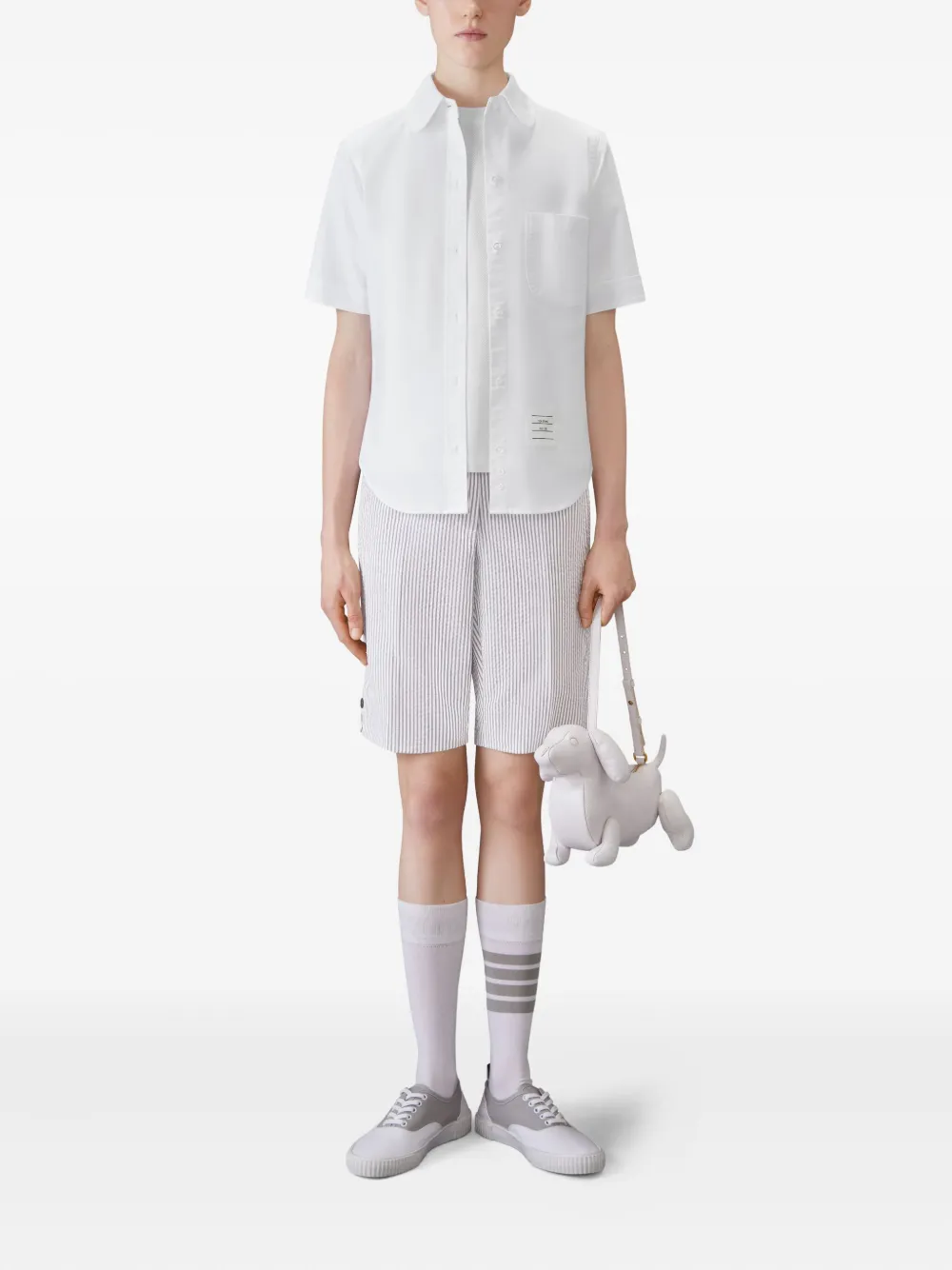Thom Browne 4-Bar stripe-detail T-shirt Wit