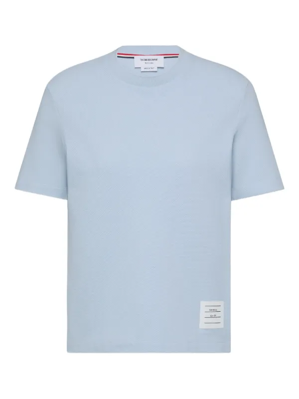 Thom Browne Classic Pique 4-Bar Tee in Blue
