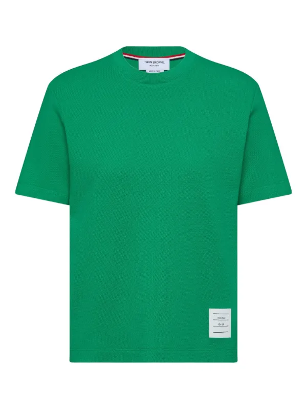 Thom Browne Classic Pique 4-Bar Tee in Green