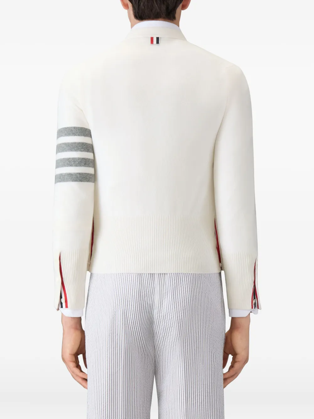 Thom Browne four-bar V-neck cardigan 100 WHITE