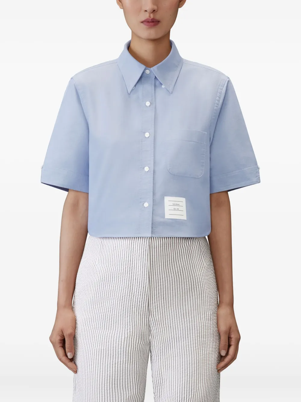 Thom Browne Oxford blouse met korte mouwen Blauw