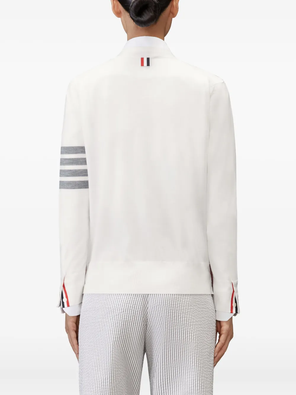 Thom Browne Vest met vier strepen van merinowol Wit