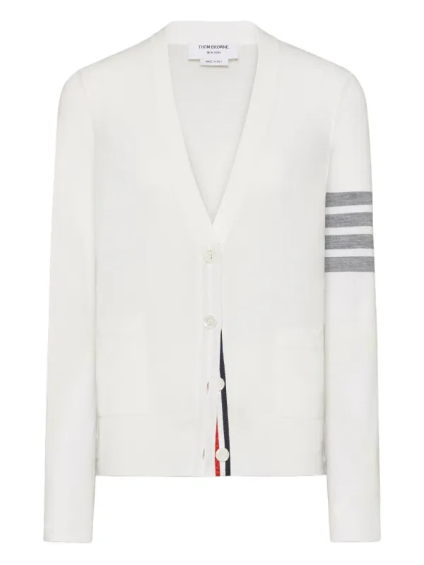 Thom Browne 4BAR カーディガン | ホワイト | FARFETCH JP
