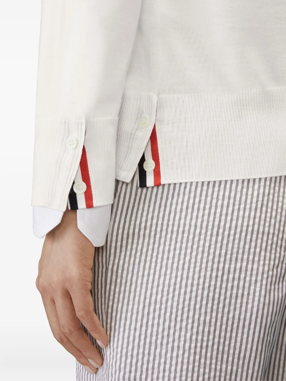 Thom Browne Vest met vier strepen van merinowol Wit