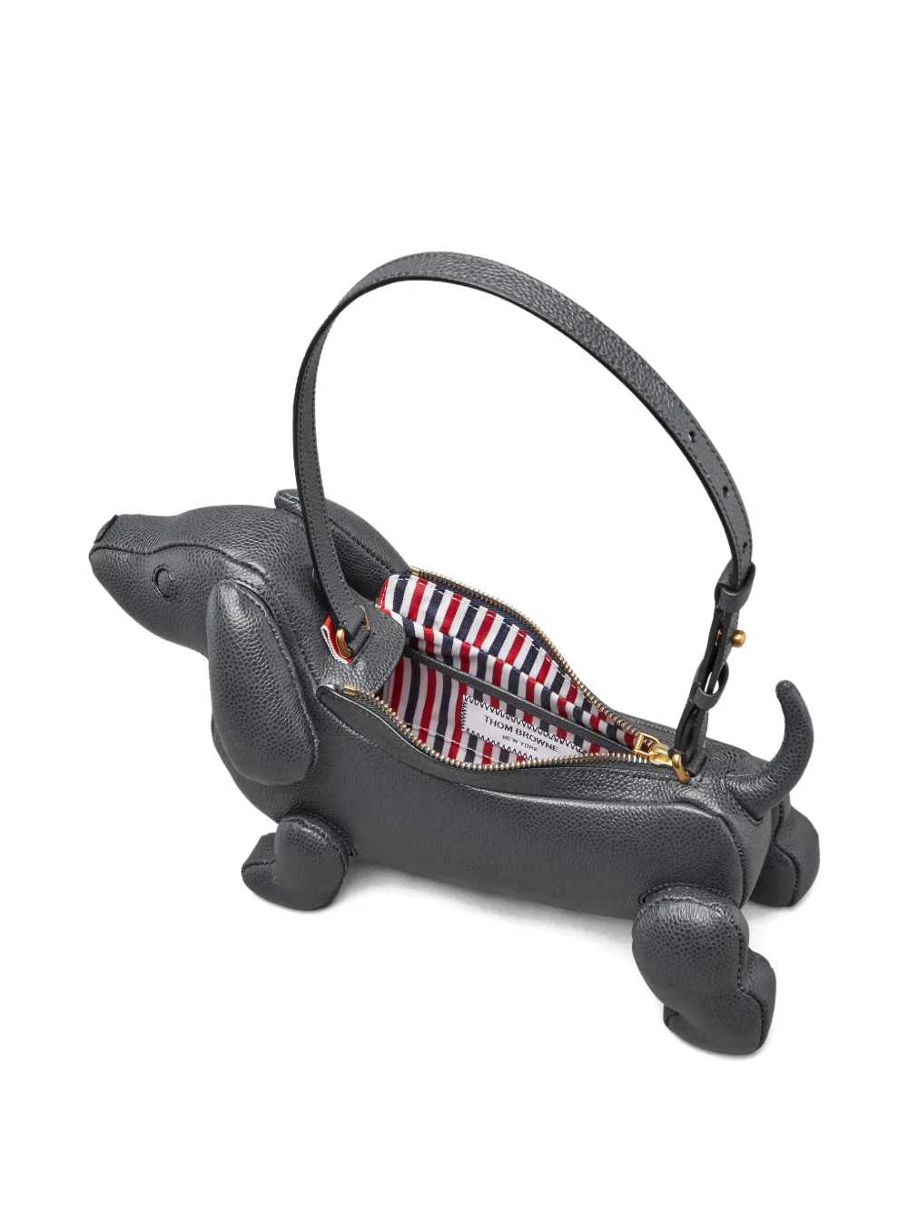 Thom Browne Hector pebble-grain leather shoulder bag - Grijs