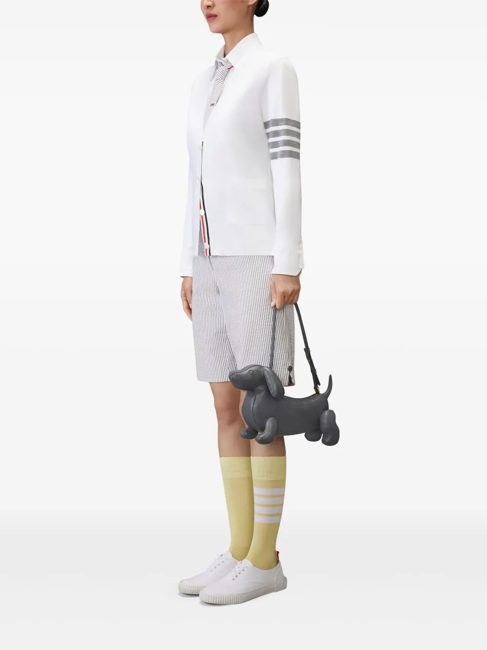 Thom Browne Hector schoudertas van bewerkt leer Grijs