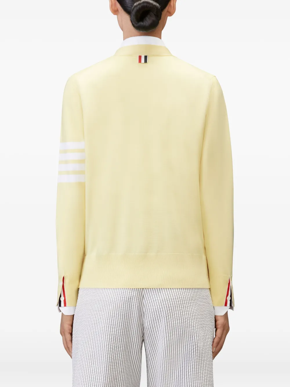 Thom Browne Vest met vier strepen en mouwen Geel