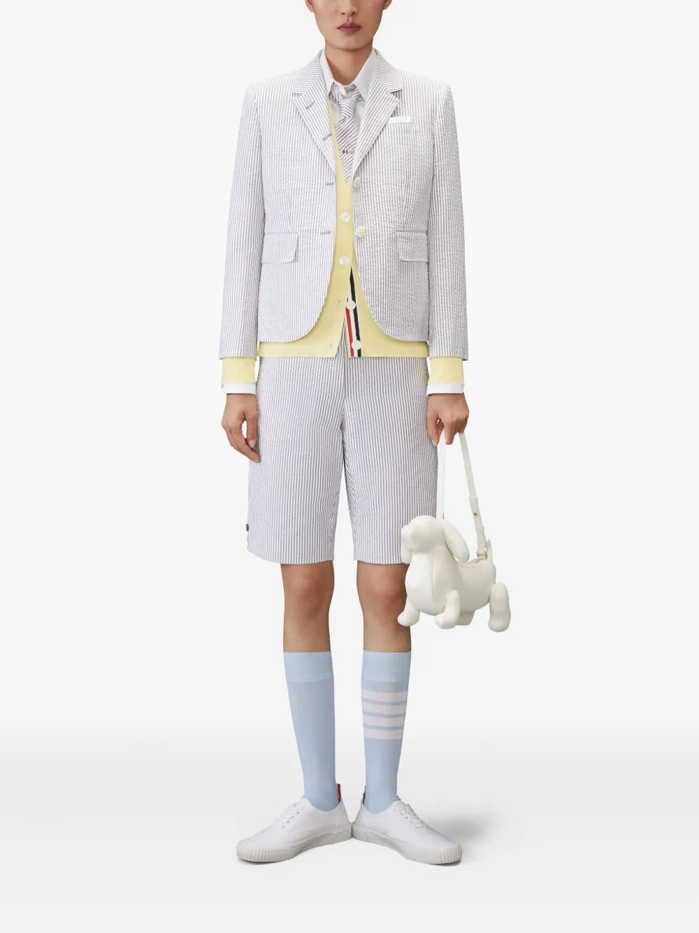 Thom Browne Vest met vier strepen en mouwen Geel