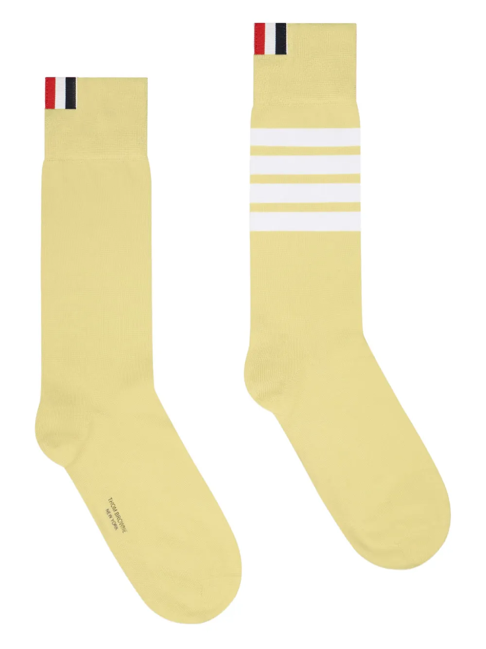 Thom Browne Four-bar Striped Socks In Yellow
