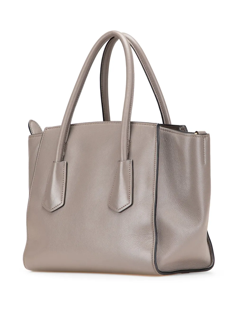 Pre-owned Prada 2010-2025 Glace Calf Satchel In Gray
