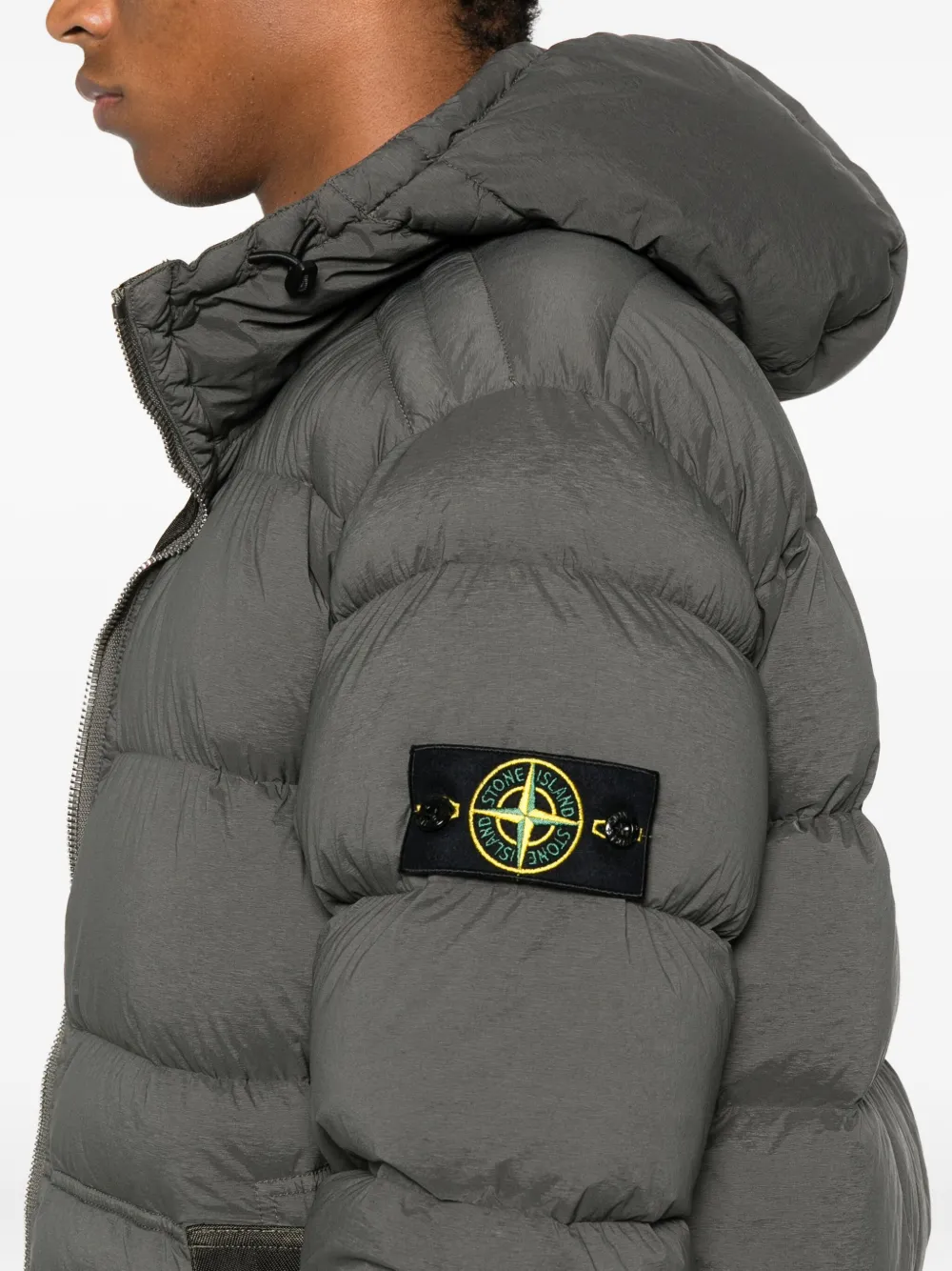 Stone Island Seamless Tunnel hooded puffer jacket Grijs