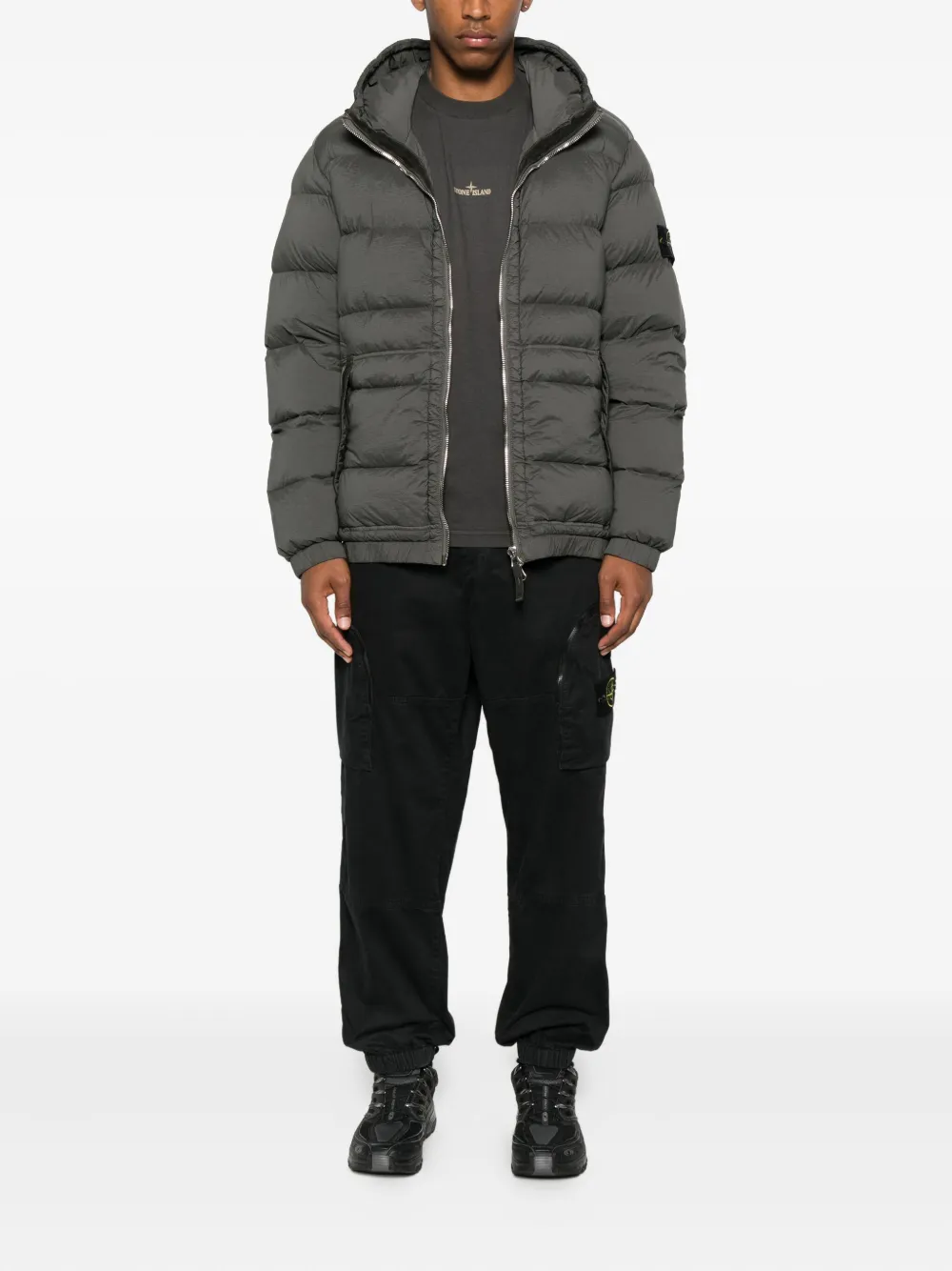Stone Island Seamless Tunnel hooded puffer jacket Grijs