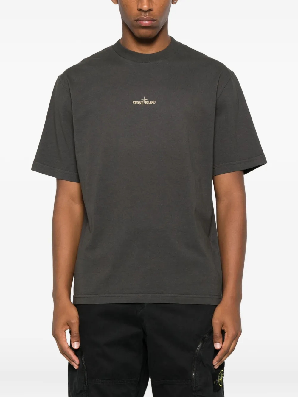 Stone Island logo-embroidered cotton T-shirt Grijs