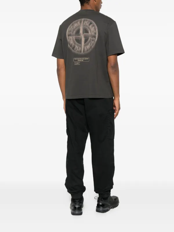 T-shirt Stone Island Logo Brodé - Gris, Coton, Taille M, Col Rond, Occasion Parfait état