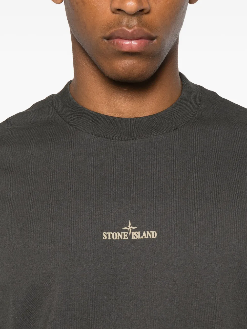 Stone Island logo-embroidered cotton T-shirt Grijs