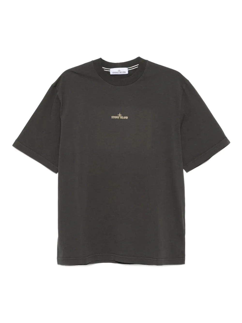 Stone Island logo-embroidered cotton T-shirt | Grey | Image 1