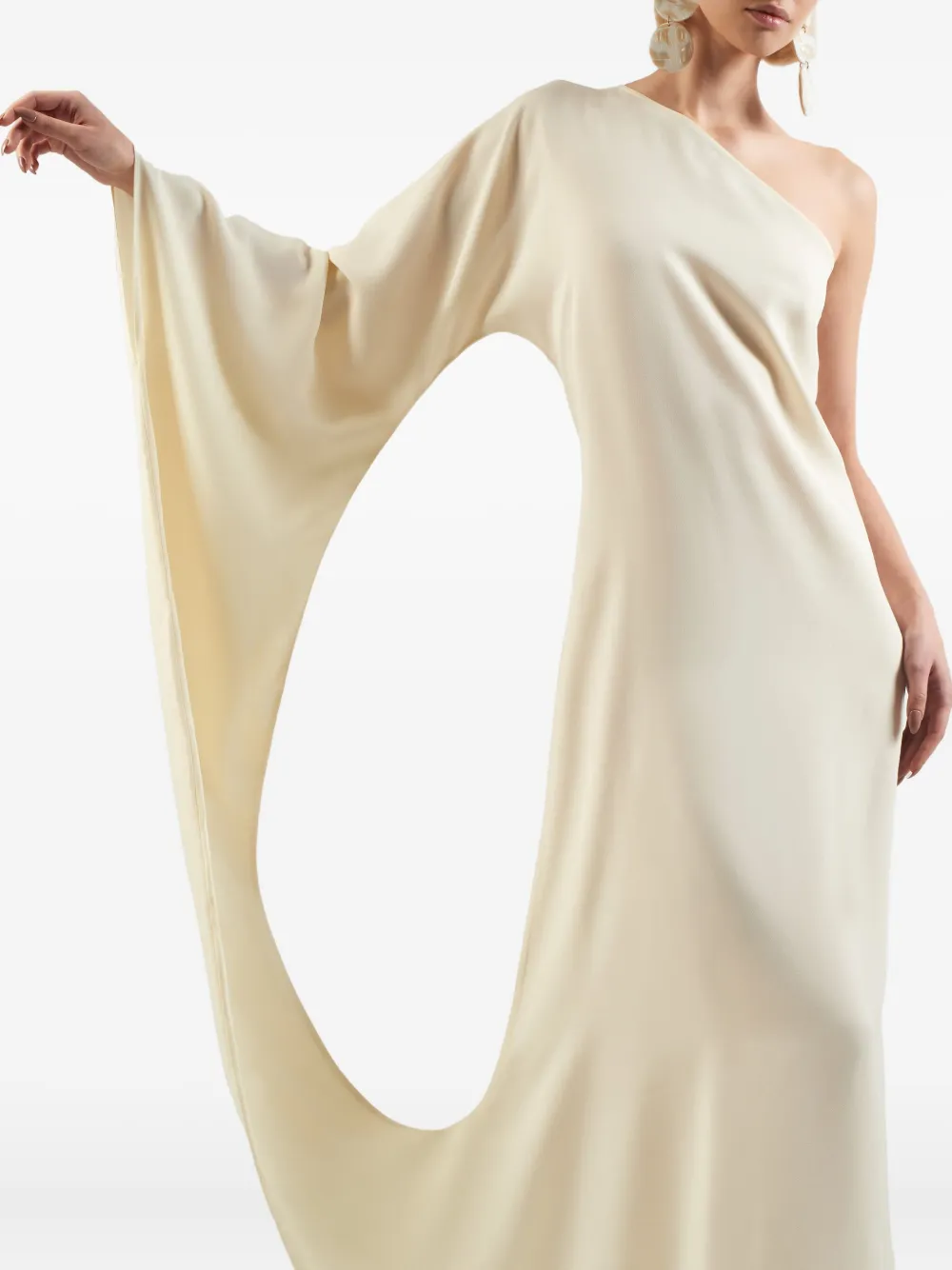 Taller Marmo Balear one-shoulder draped maxi dress Wit