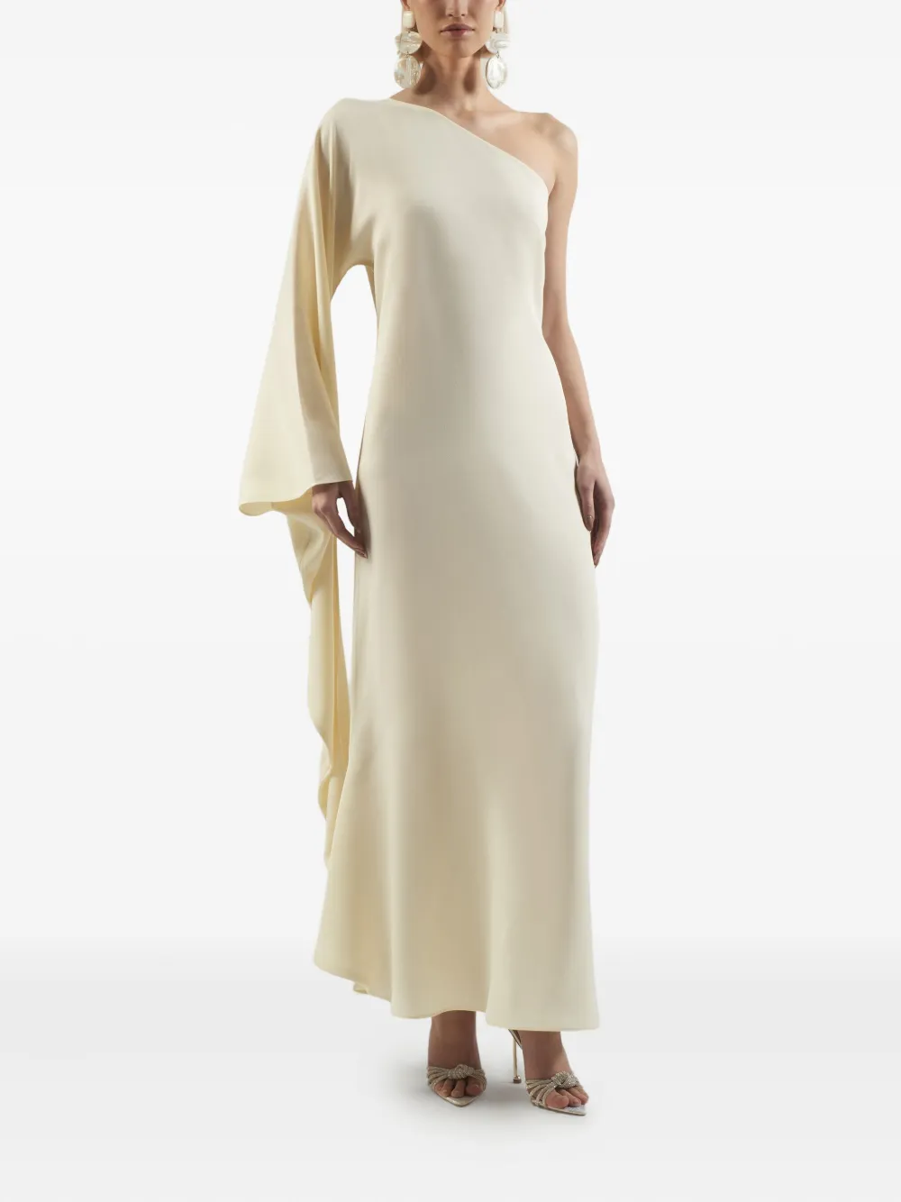 Taller Marmo Balear one-shoulder draped maxi dress Wit