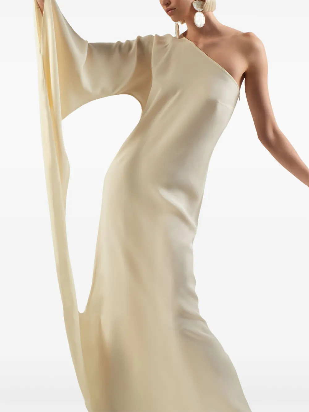 Taller Marmo Balear one-shoulder draped maxi dress Wit