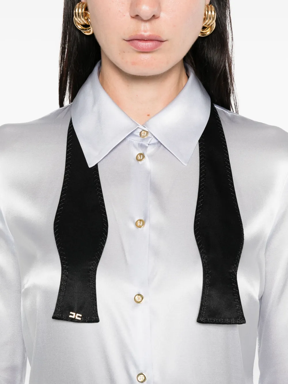 Elisabetta Franchi bow-detail silk shirt Blauw