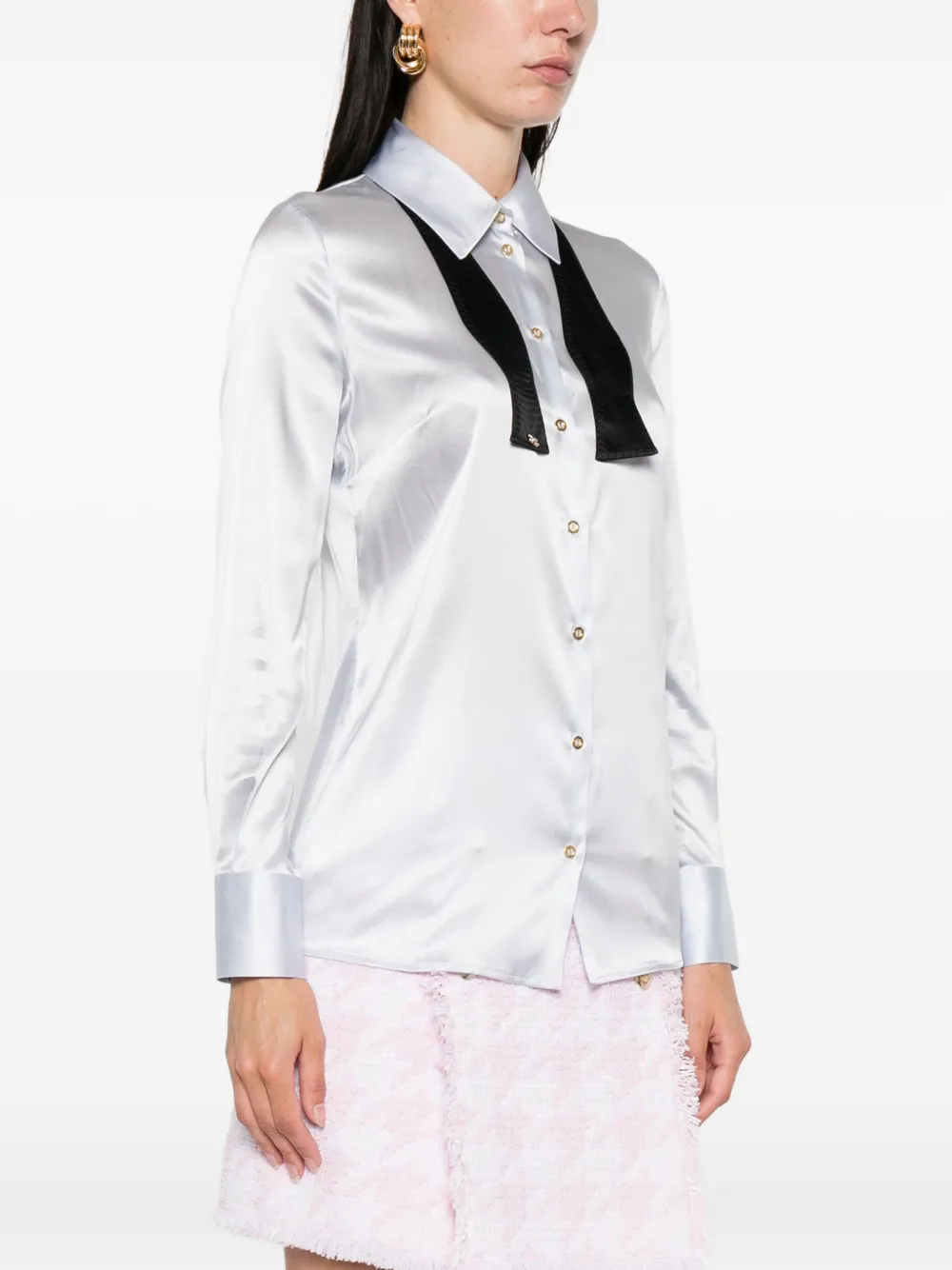 Elisabetta Franchi bow-detail silk shirt Blauw