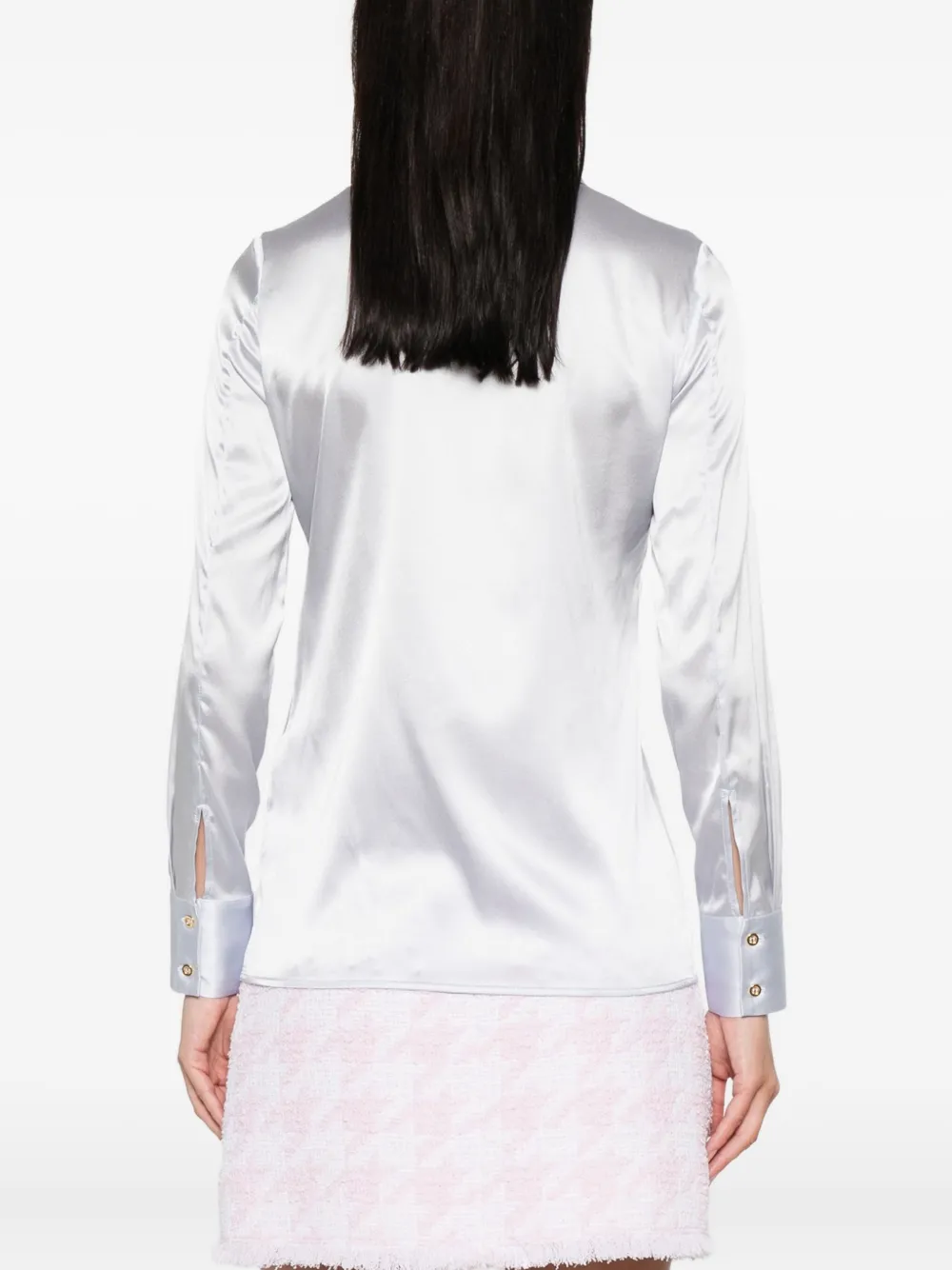 Elisabetta Franchi bow-detail silk shirt Blauw