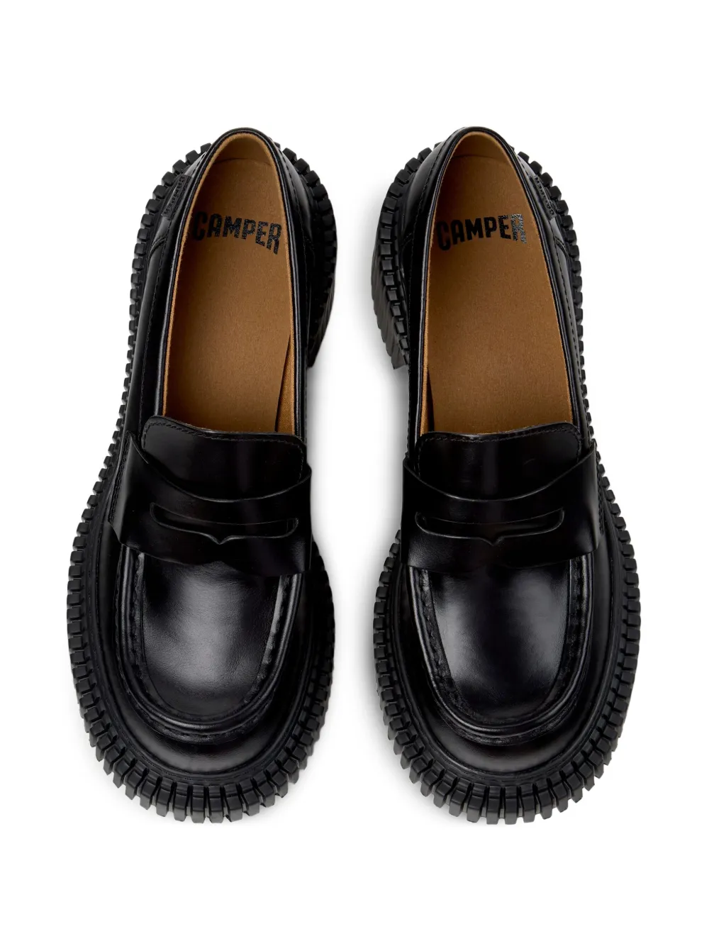 Camper Pix London penny leren loafers Zwart