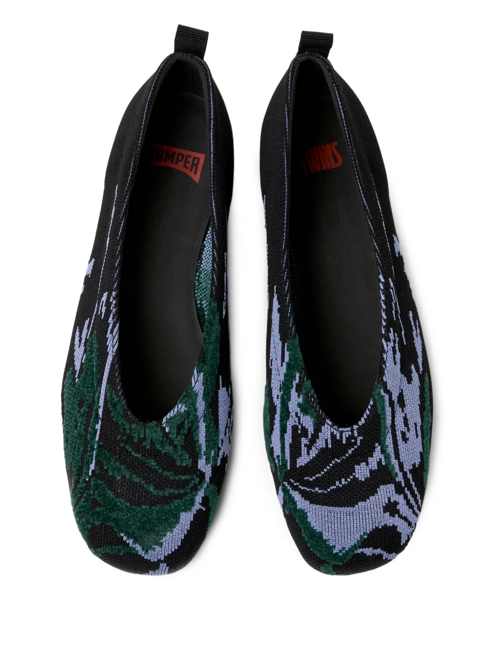 Camper Casi Myra Knitted Patterned Ballet Flats In Black