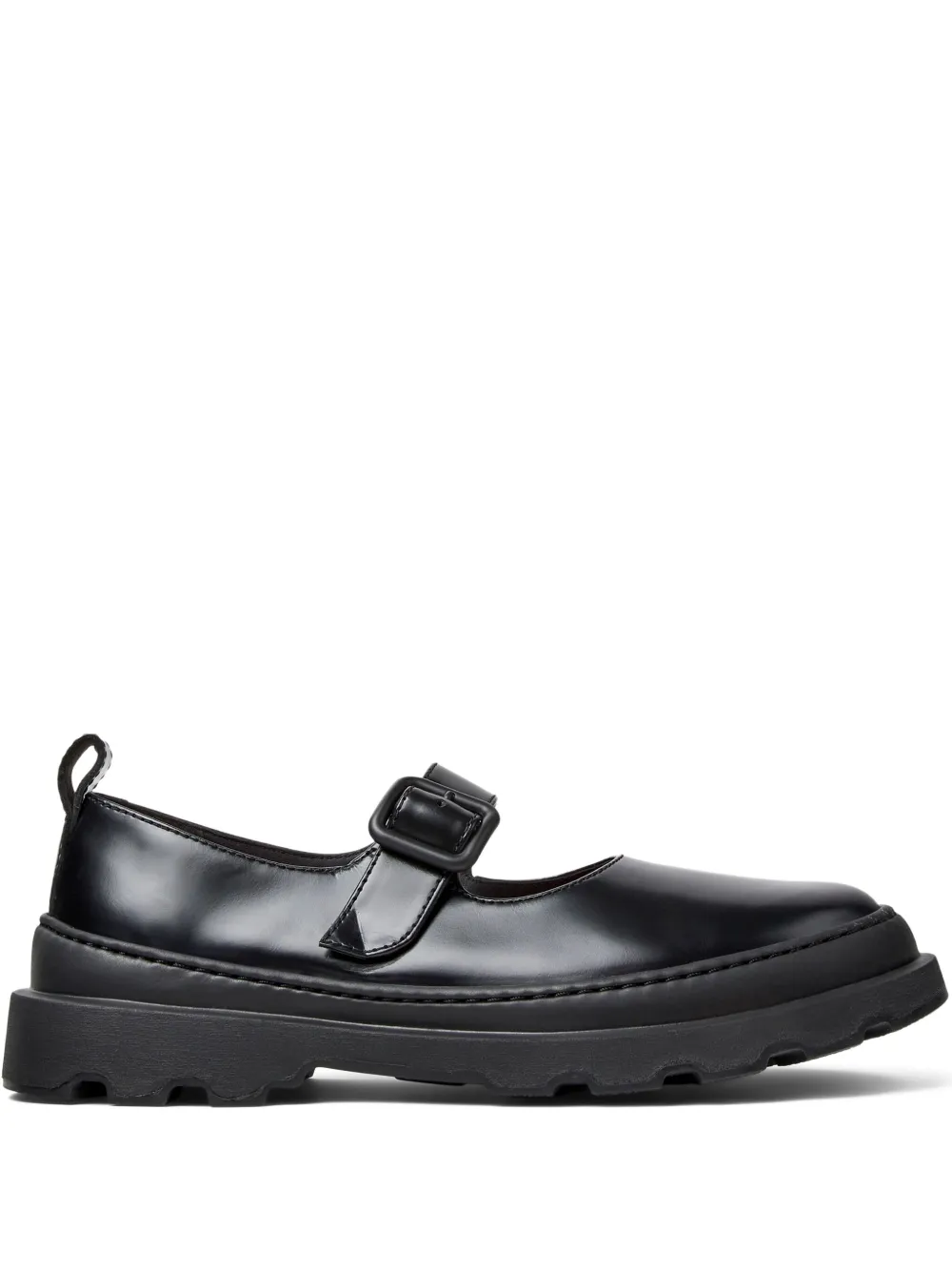 Camper buckle-strap leather loafers Black